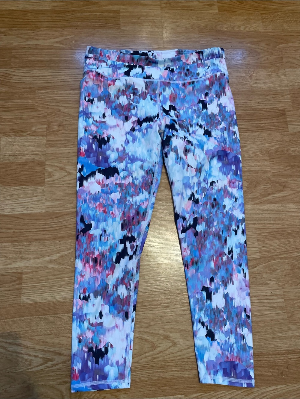 Fabletics Multicolor Abstract Print Leggings - Blue, Purple, Pink